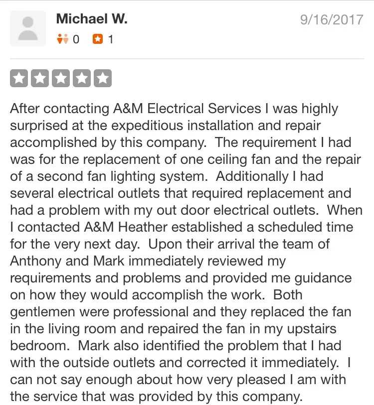 Slide of A & M Electrical Services