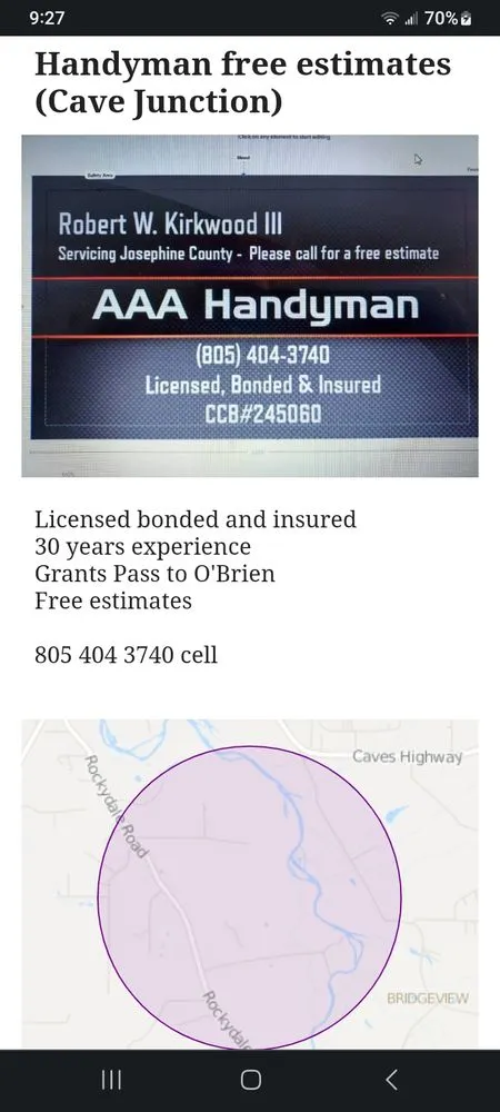 Slide of AAA Handyman
