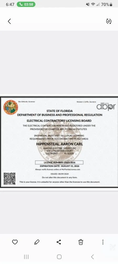 Slide of Aaron's Electric Service