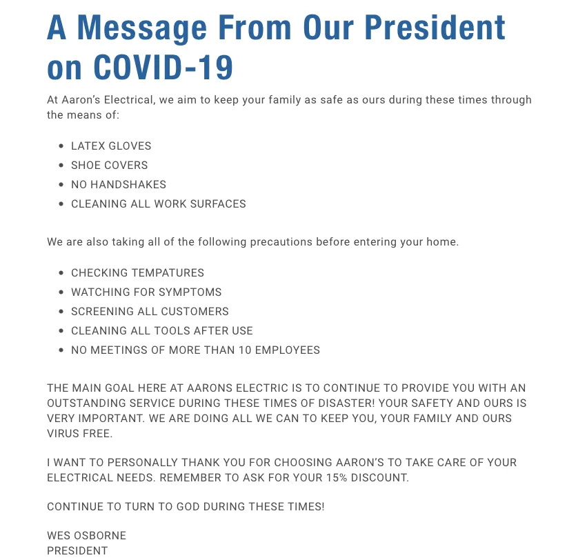 Slide of Aaron's Electrical Service