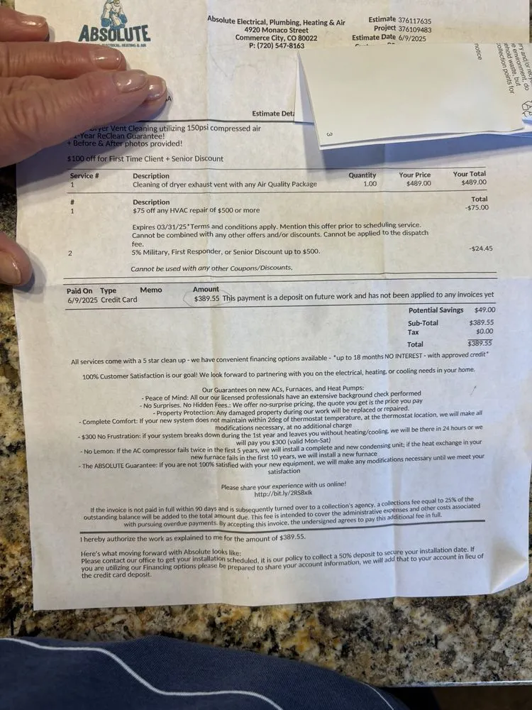 Slide of Absolute Electrical, Plumbing, Heating & Air