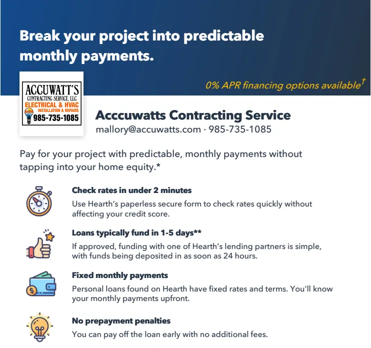 Slide of Accuwatt's Contracting Service