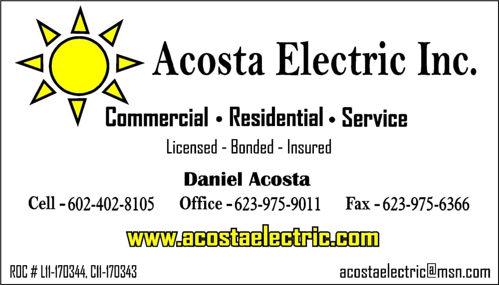 Slide of Acosta Electric Inc
