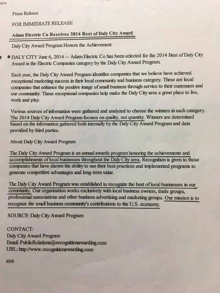 Slide of Adam Electric Company