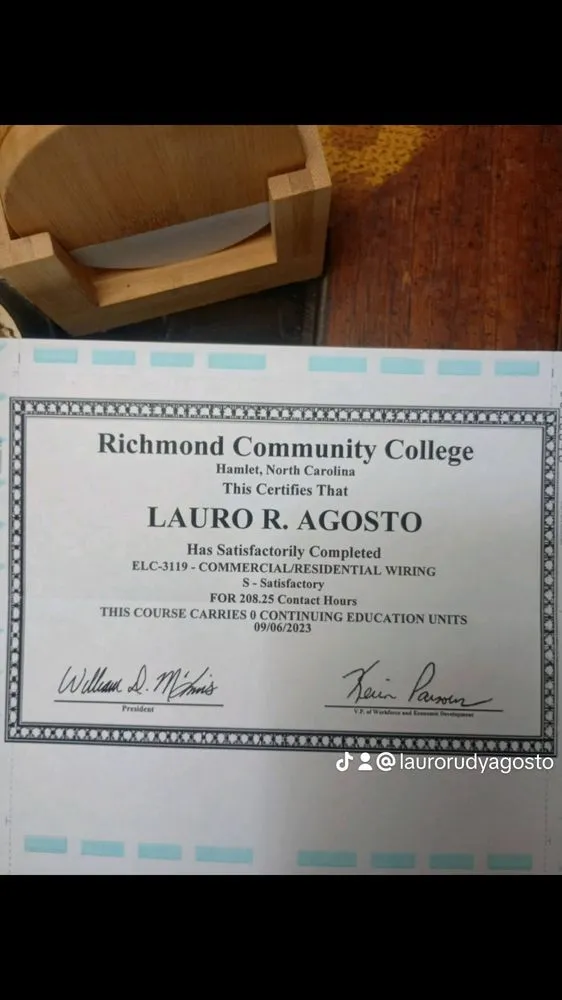 Slide of Agosto Electric Service