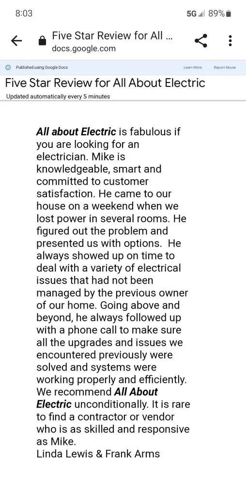 Slide of All About Electric Service & Maintenance