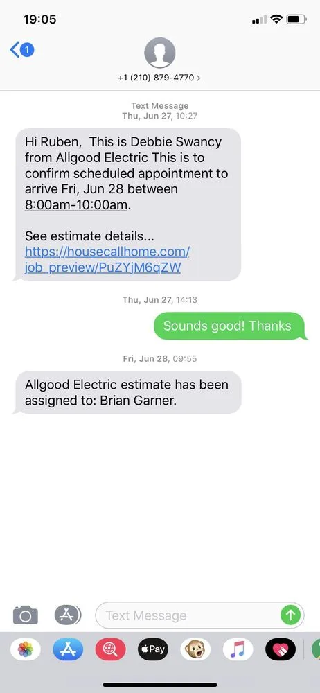 Licensed electrical service for homes in emergency electrical service, by