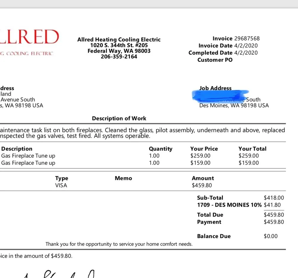 Slide of Allred Heating Cooling Electric