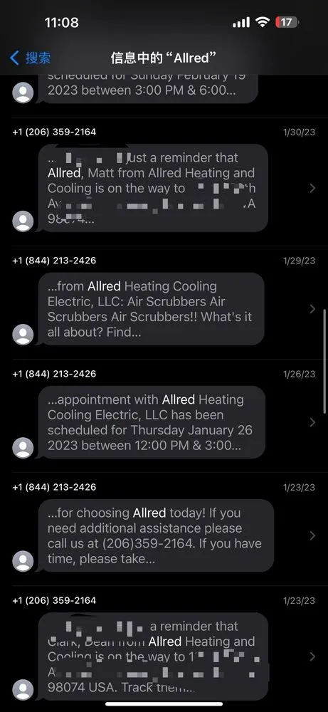 Slide of Allred Heating Cooling Electric
