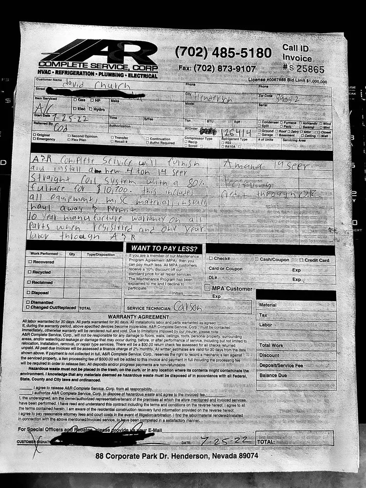 Slide of A&R Complete Service