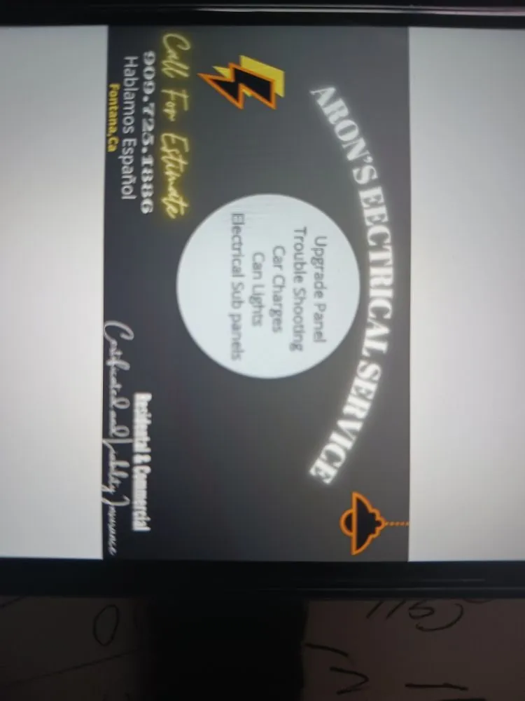 Slide of Aron's electrical services