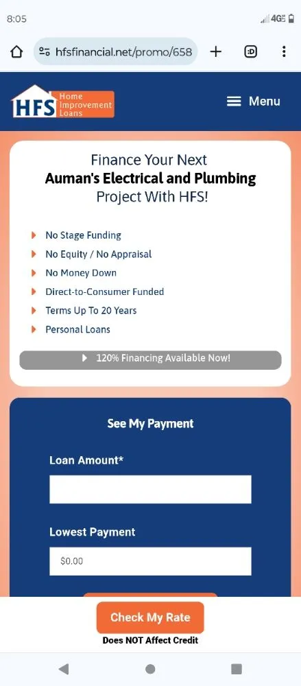 Slide of Auman's electrical and plumbing