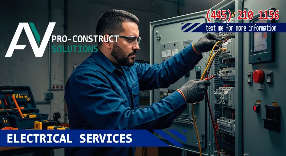 Expert electrician providing emergency electrical service in Upper Darby Township, PA - AV Pro-Construct Solutions