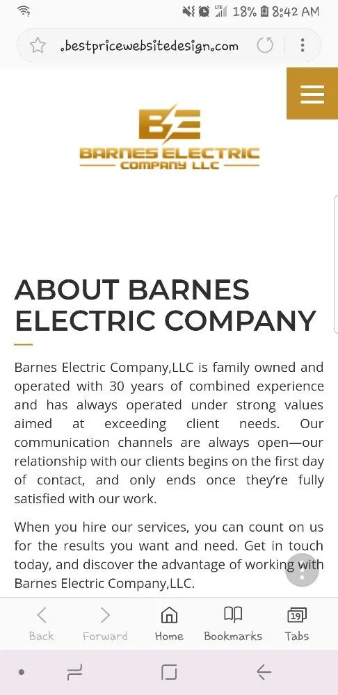 Slide of Barnes Electric Company