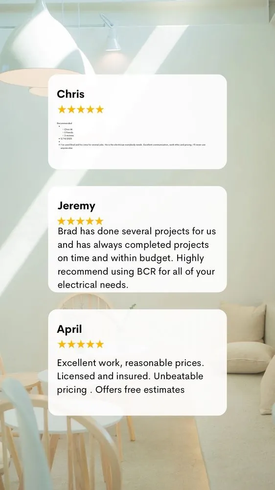 Slide of BCR Electrical Services