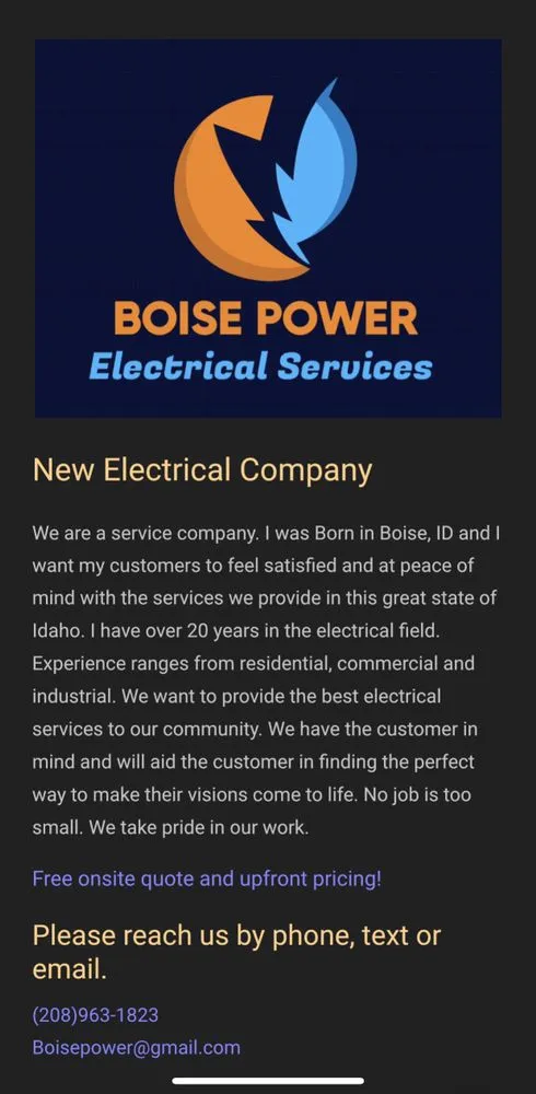 Slide of Boise Power Electrical Services