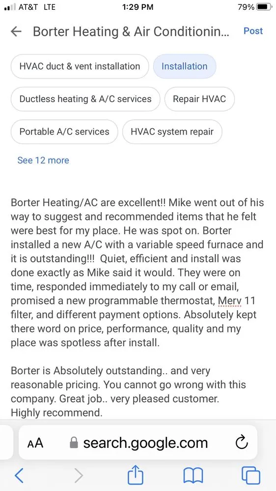 Slide of Borter Heating & Air Conditioning