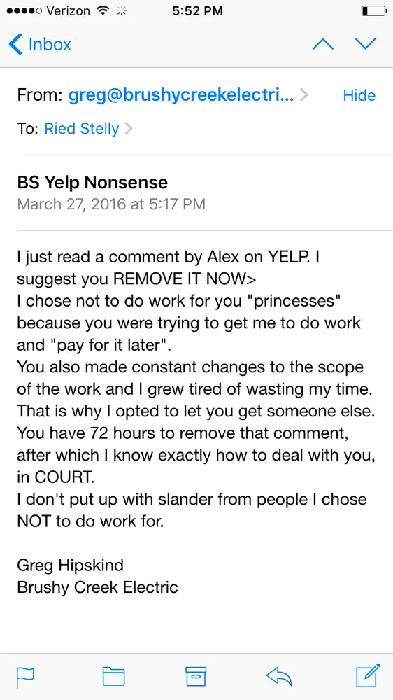 Slide of Brushy Creek Electric