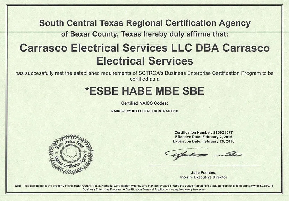 Slide of Carrasco Electrical Service