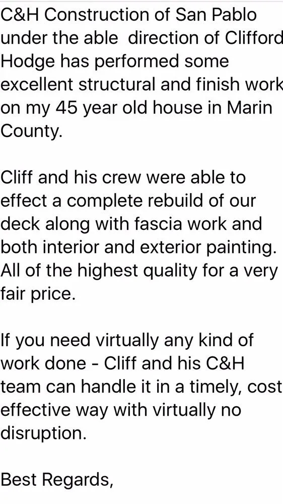 Slide of C&H Construction