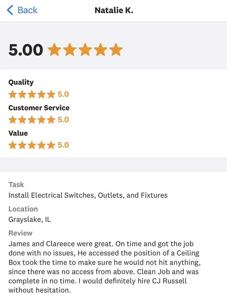 Certified electrician providing emergency electrical service in , 