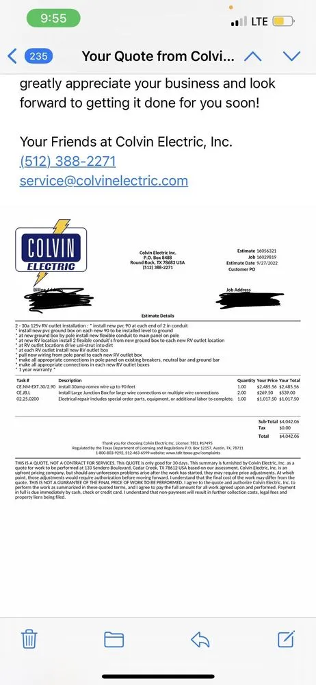 Slide of Colvin Electric