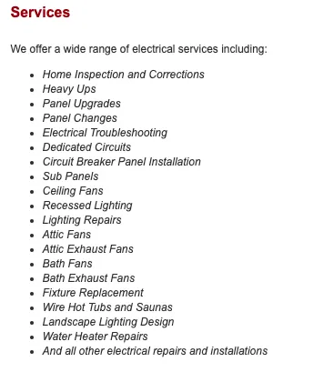 Slide of Creager Electrical Services