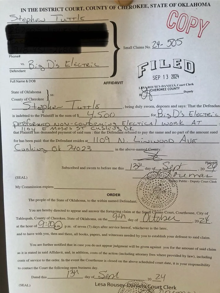 Slide of Cushing Electrical Co