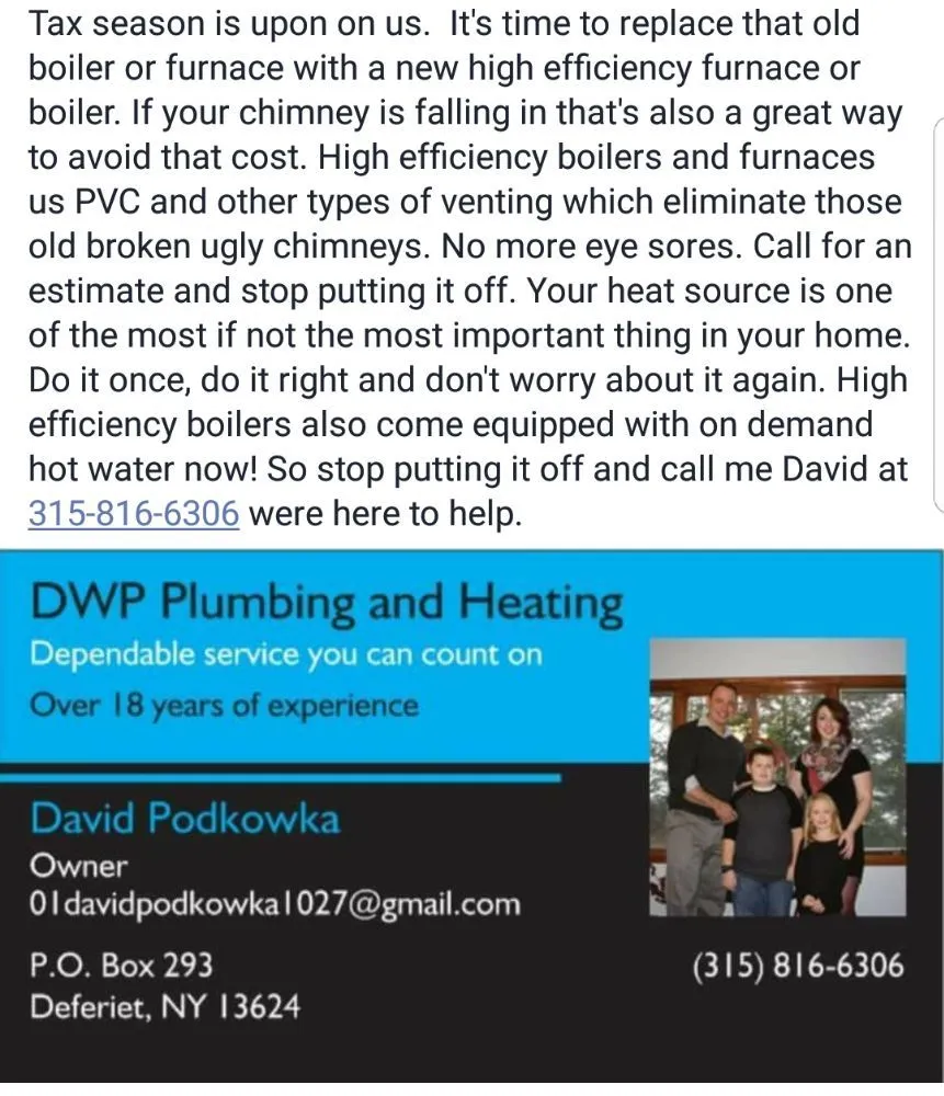 Affordable panel upgrade experts serving Deferiet, NY - DWP Plumbing and Heating
