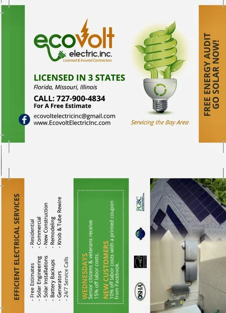 Expert lighting installation experts serving St. Petersburg, FL - Ecovolt Electric, Inc