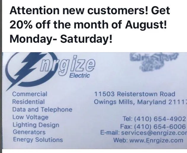 Reliable electrician providing panel upgrade in Baldwin, MD - Enrgize