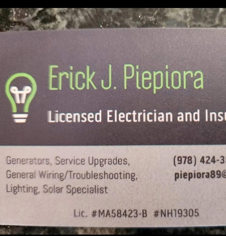 Slide of Erick J Piepiora Electrician