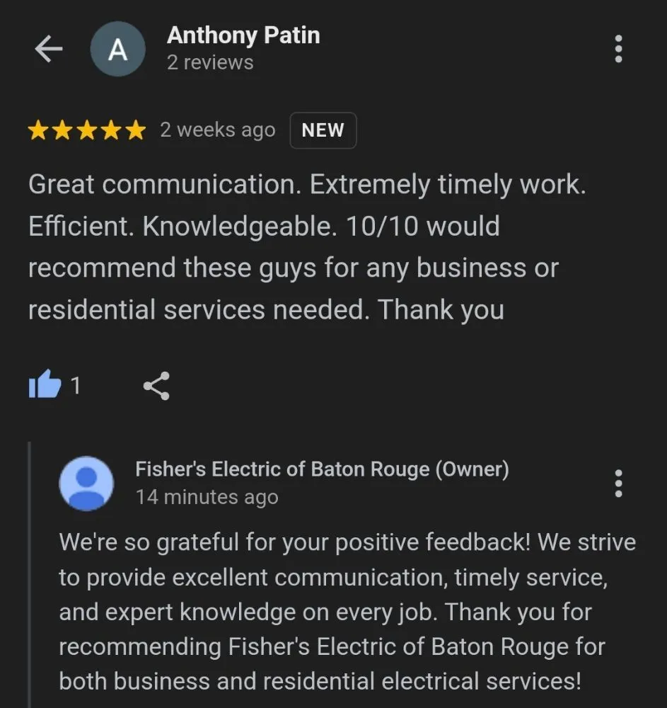 Slide of Fisher's Electric of Baton Rouge