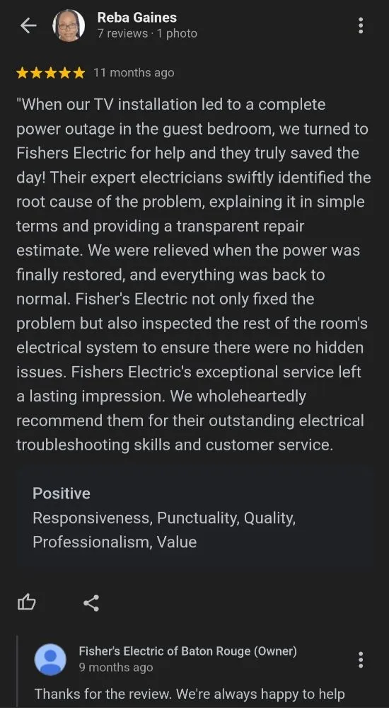 Slide of Fisher's Electric of Baton Rouge