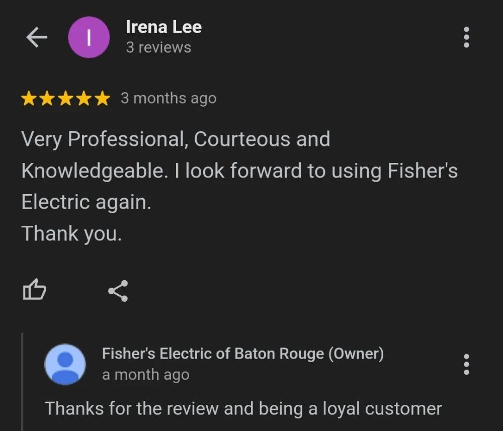 Slide of Fisher's Electric of Baton Rouge