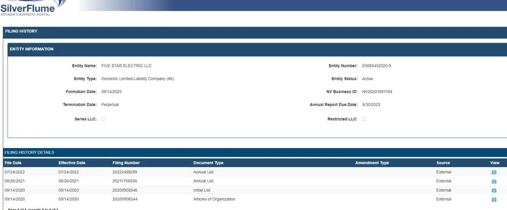 Slide of Five Star Electric