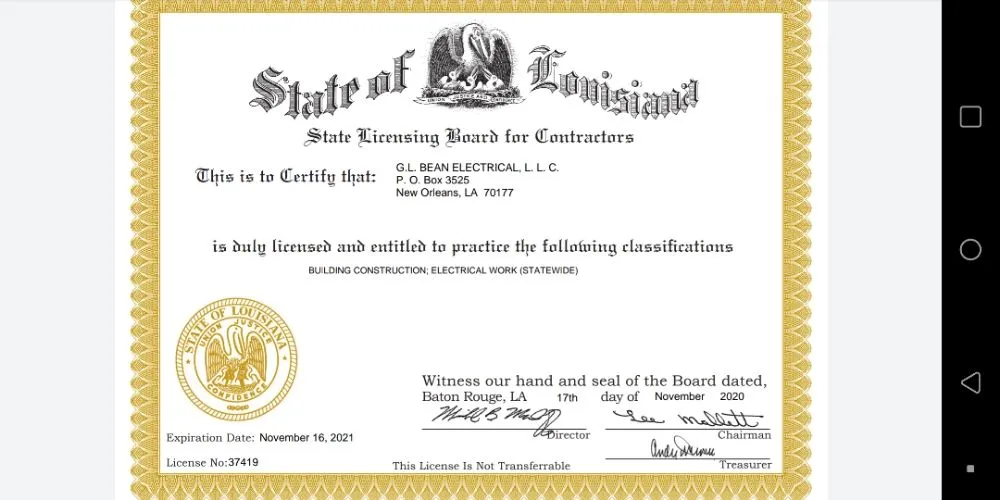 Slide of GL Bean Electrical