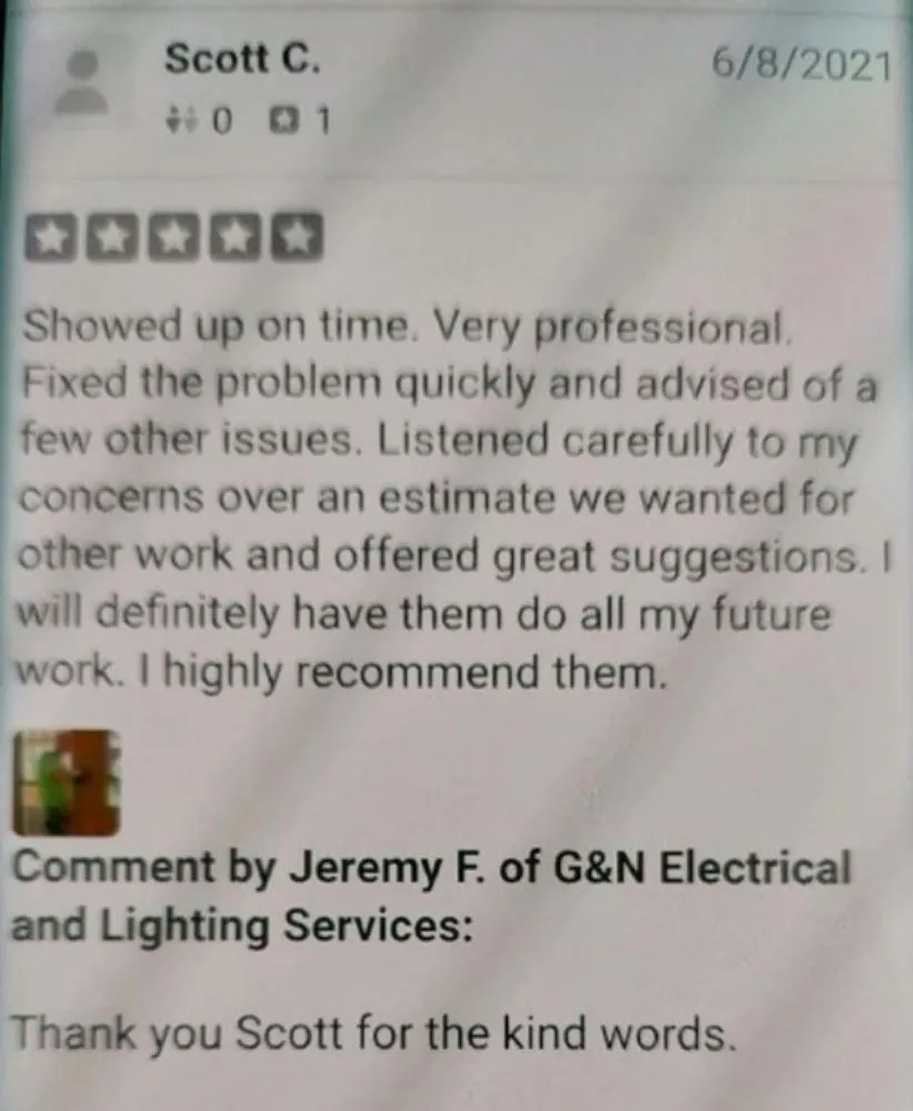 Slide of G&N Electrical and Lighting Services