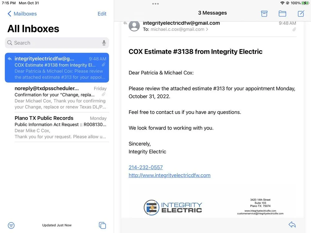 Slide of Integrity Electric