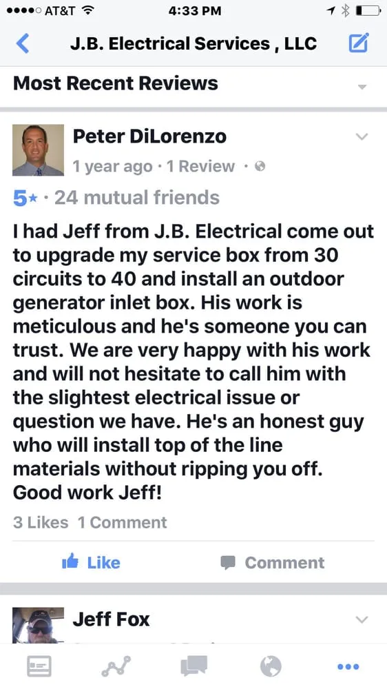 Slide of J.B. Electrical Services