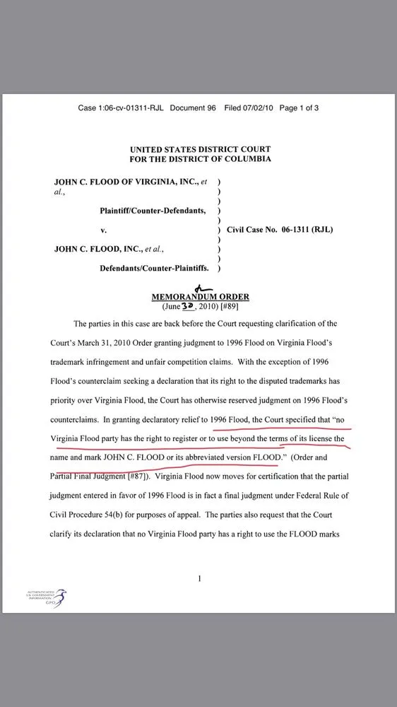 Slide of John C. Flood of VA