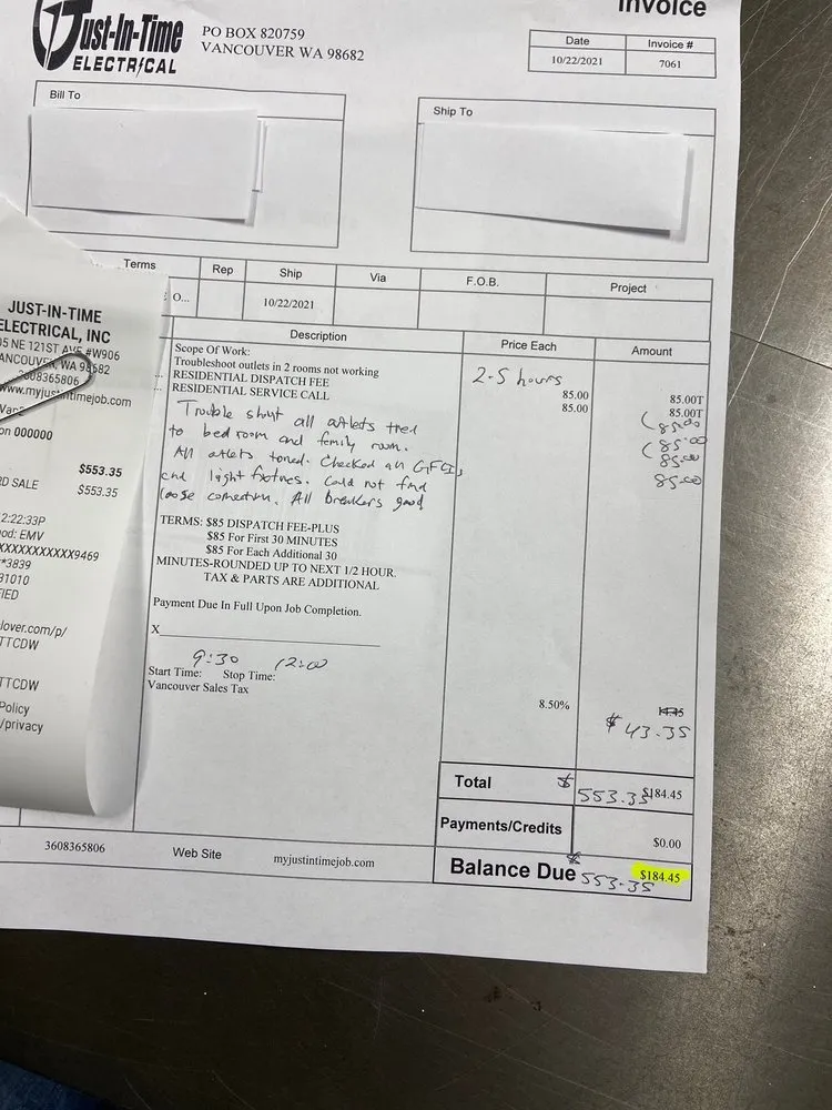 Slide of Just-In-Time Electrical