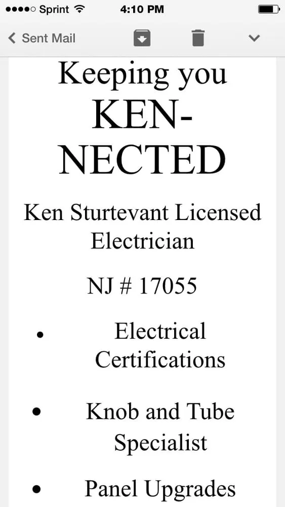 Slide of Ken Sturtevant Electrical Contractor