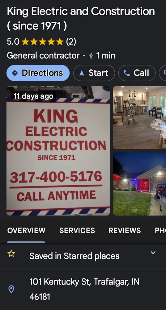 Slide of King Electric & construction