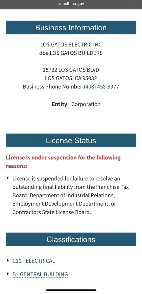 Slide of Los Gatos Electric