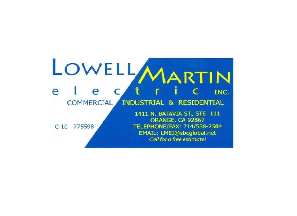 Slide of Lowell Martin Electric