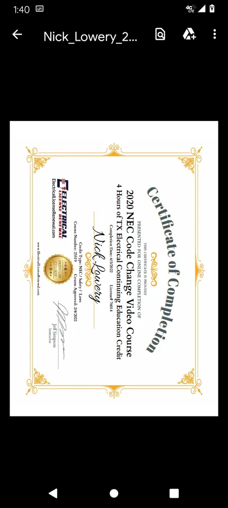 Slide of Lowery's Electrical Services