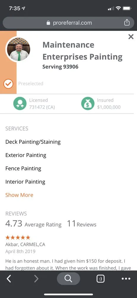 Slide of Maintenance Enterprises