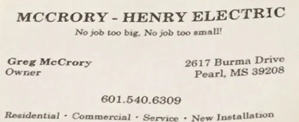 Slide of McCrory-Henry Electric