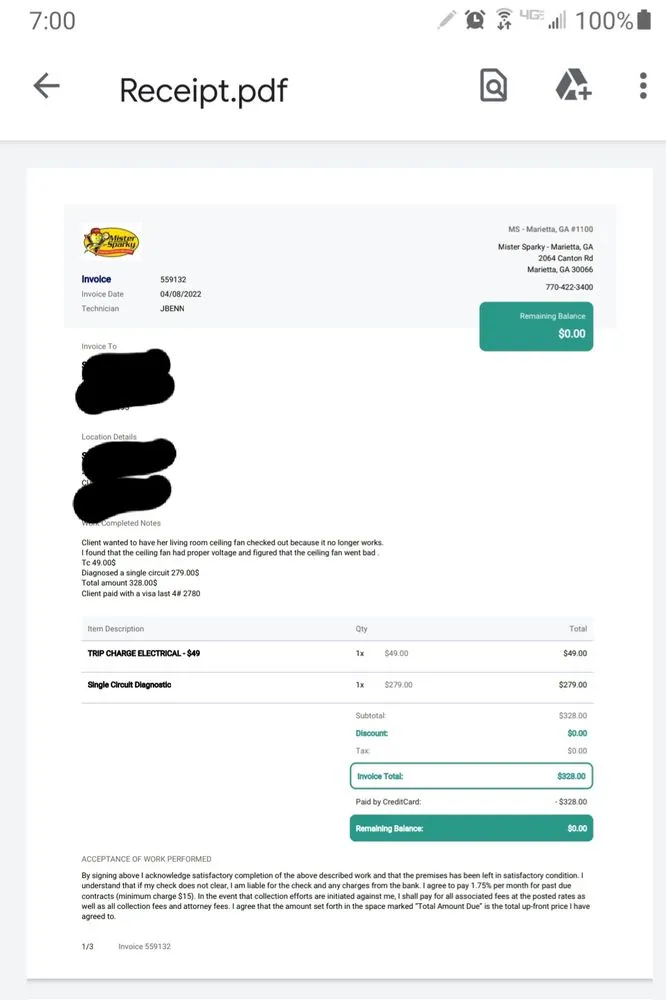 Slide of Mister Sparky of Atlanta